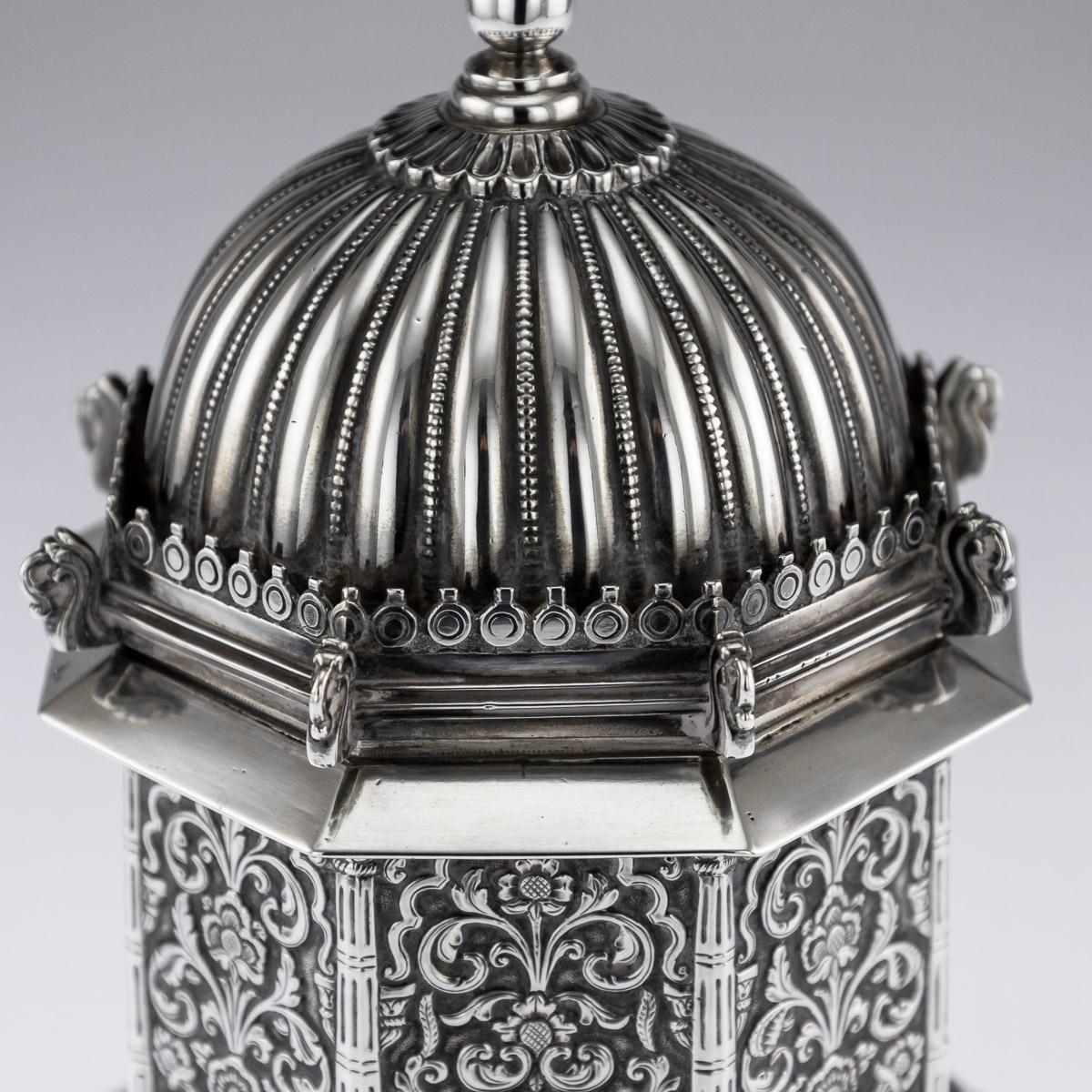 20th Century Indian Silver Temple Shaped Tea Caddy by Oomersi Mawji, circa 1920 5