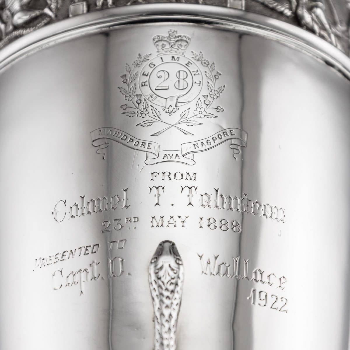 20th Century Indian Solid Silver 28th Regiment Ewer, P.Orr & Sons, circa 1900 8
