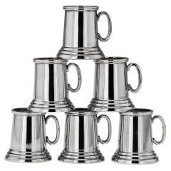 Vintage 20th Century Indian Solid Silver Mini Tankards, Cooke & Kelvey, Calcutta, c.1930