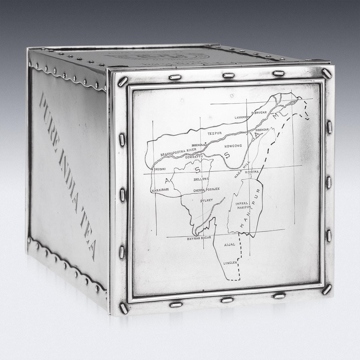 20th Century Indian Solid Silver Tea Chest Shaped Caddy, Hamilton & Co, C.1958 For Sale 3