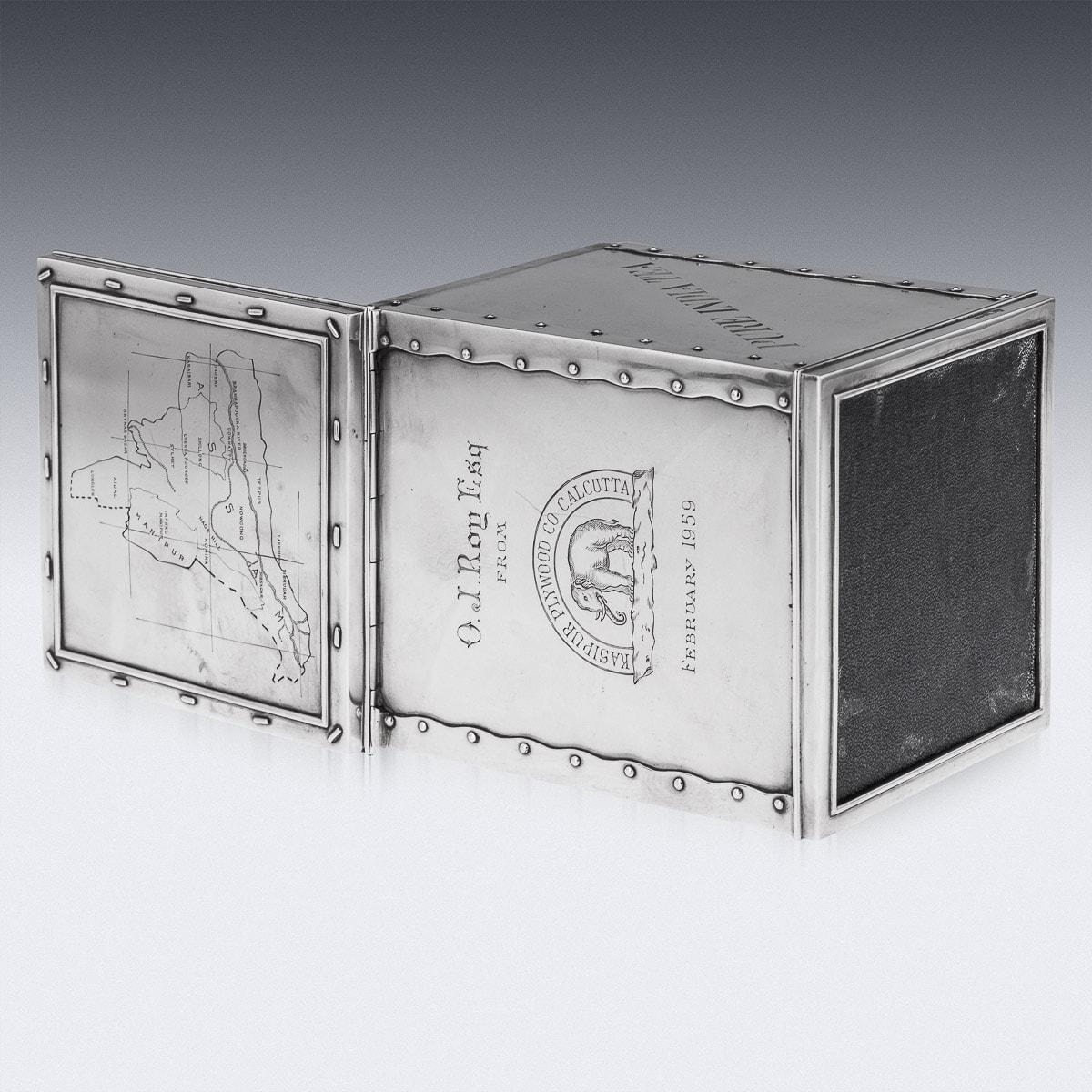 20th Century Indian Solid Silver Tea Chest Shaped Caddy, Hamilton & Co, C.1958 For Sale 5
