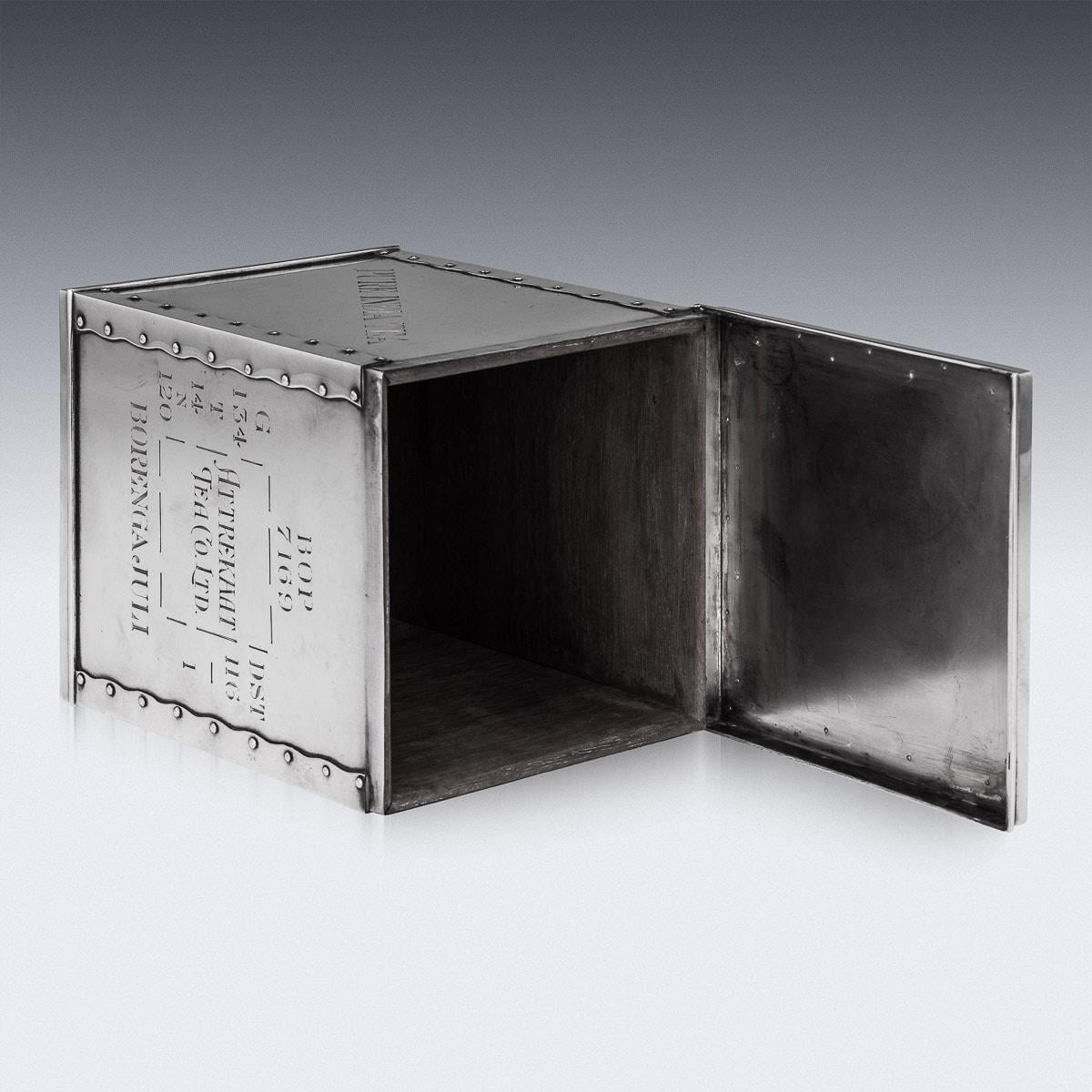 20th Century Indian Solid Silver Tea Chest Shaped Caddy, Hamilton & Co, C.1958 For Sale 6