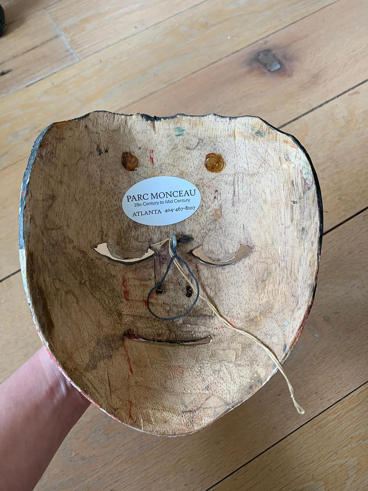 20th Century Indonesian Balinese Topeng Carved Polychrome Mask, circa 1940s In Good Condition In Atlanta, GA
