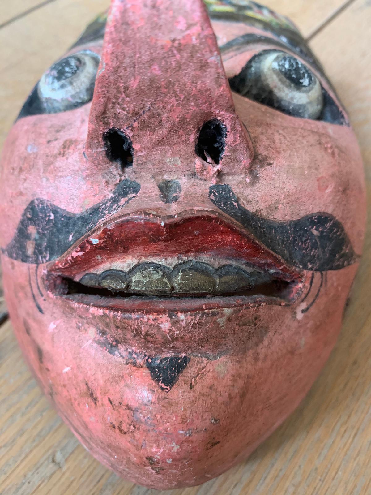 20th Century Indonesian Balinese Topeng Carved Polychrome Mask, circa 1940s 3