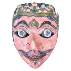 20th Century Indonesian Balinese Topeng Carved Polychrome Mask, circa 1940s