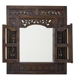 20th Century Indonesian Carved Window Mirror
