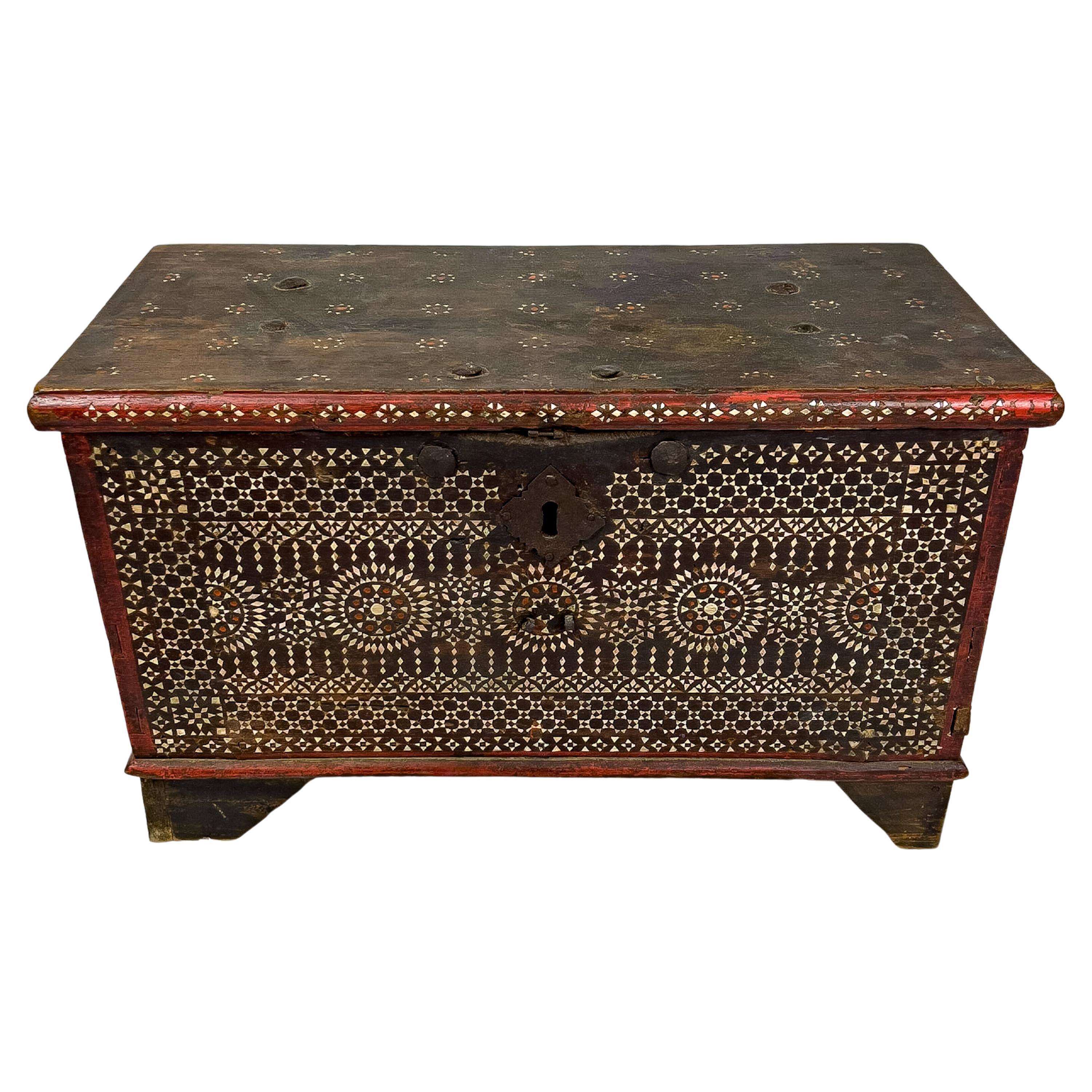 20th Century Indonesian Wooden Blanket Chest with Mother of Pearl Inlay