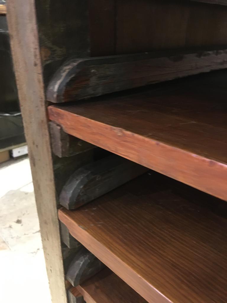 Fir 20th Century Industrial Counter in Wood with Iron Rop For Sale