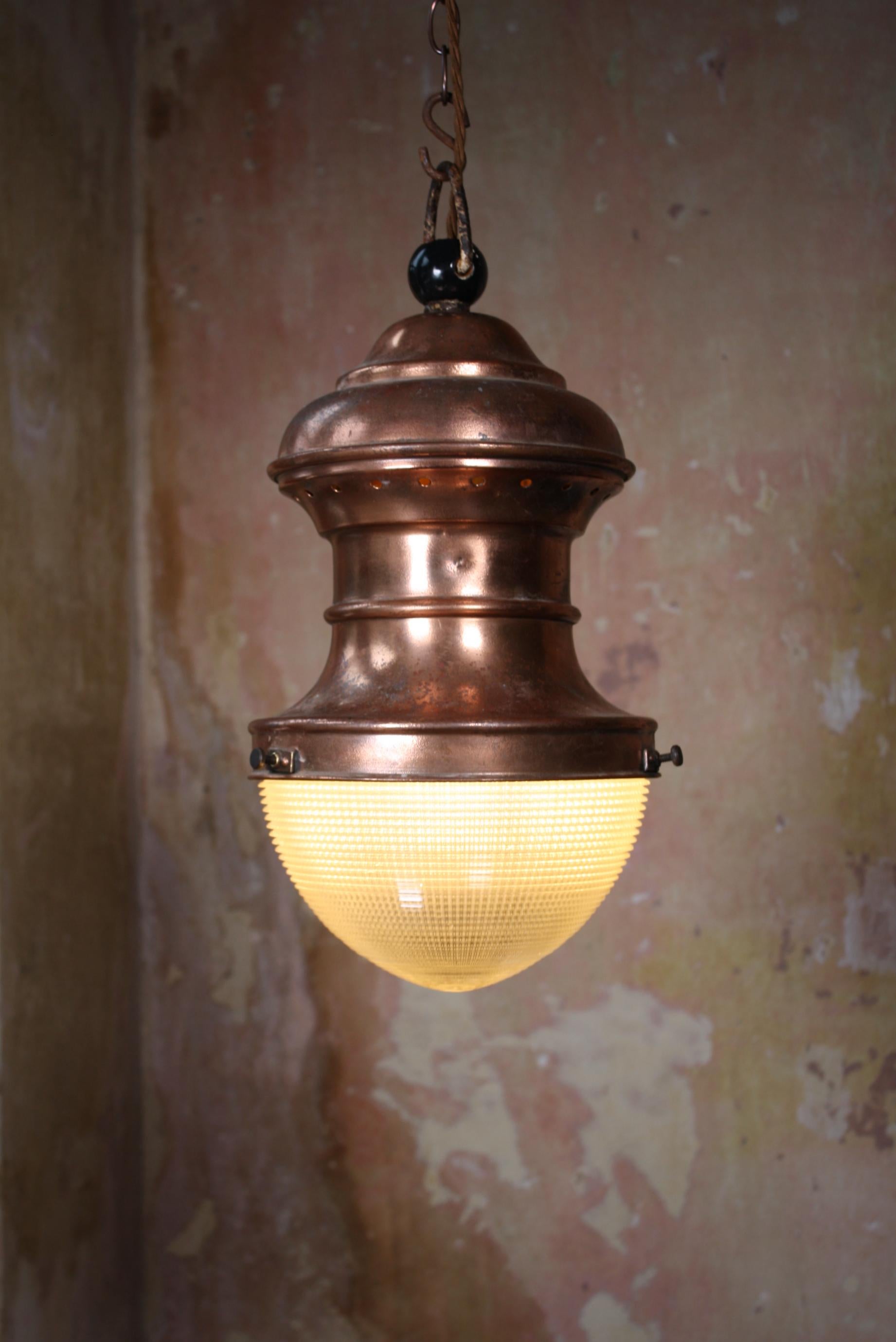 English 20th Century Industrial Falk, Stadelmann and Co Exterior Lantern Light Pendant