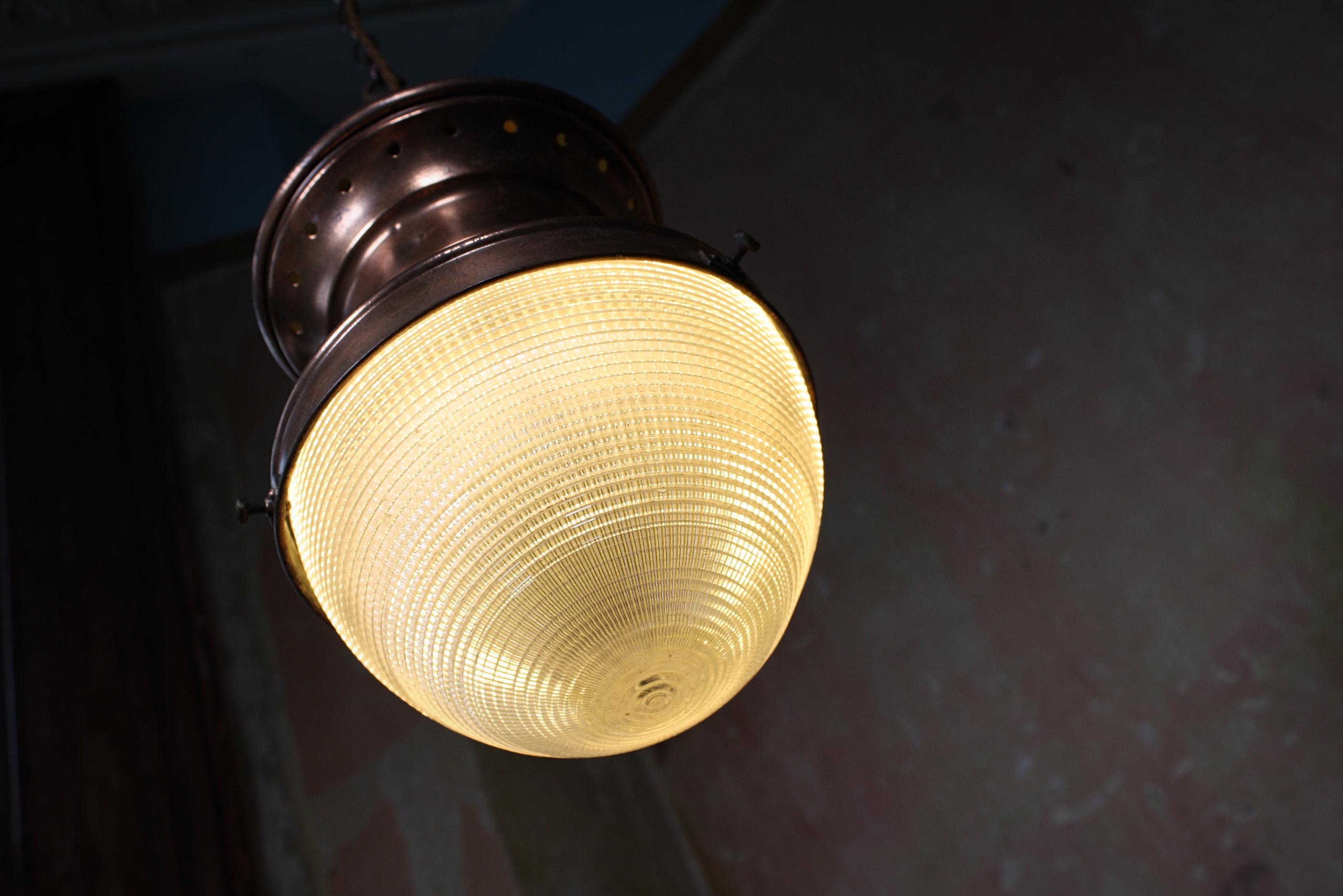 20th Century Industrial Falk, Stadelmann and Co Exterior Lantern Light Pendant In Fair Condition In Lowestoft, GB