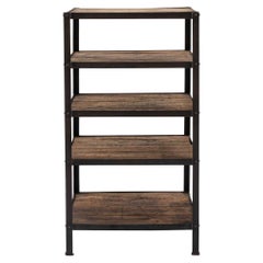 20th Century Industrial Metal and Wooden Shelf
