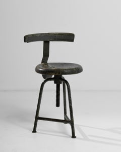 20th Century Industrial Metal Chair with Wooden Seat