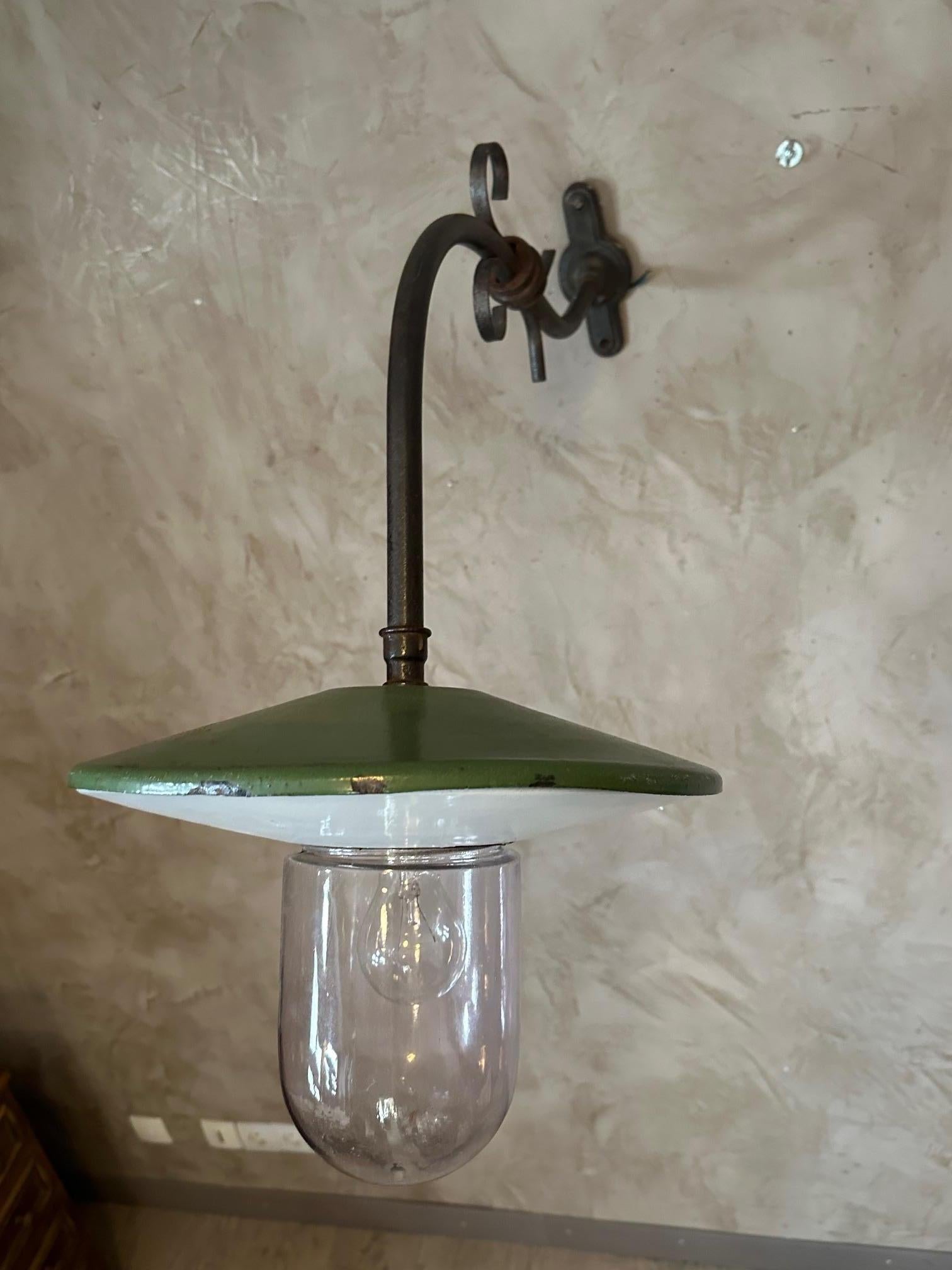 20th century Industrial Metal Outdoor Wall Light, 1920s For Sale 9