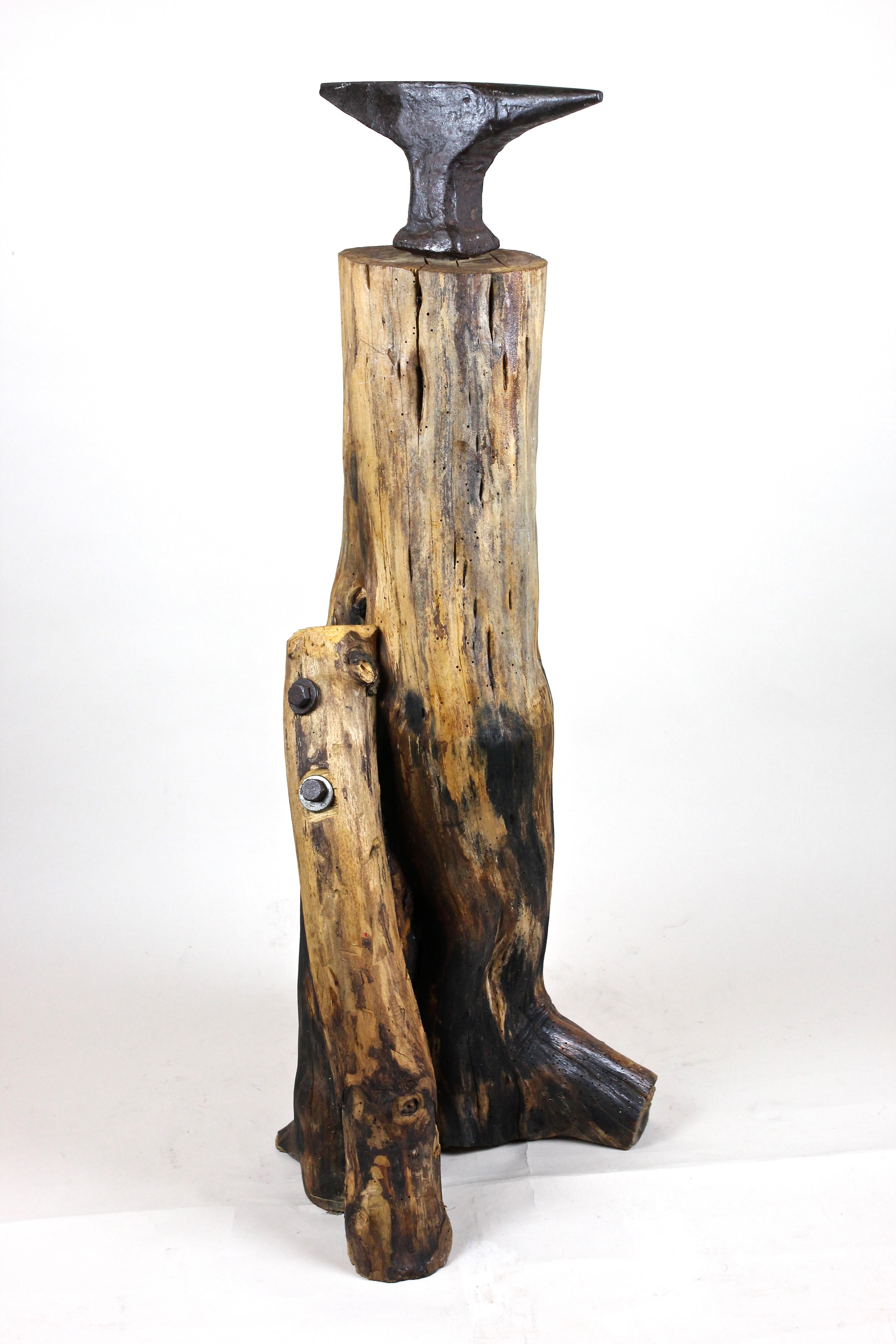 Out of the ordinary early 20th century modern wooden sculpture out of Austria, circa 1915-1920. This large abstract sculpture impresses with its unusual formed massive wooden tree Stand which got the perfect Stand through an artfully added branch.