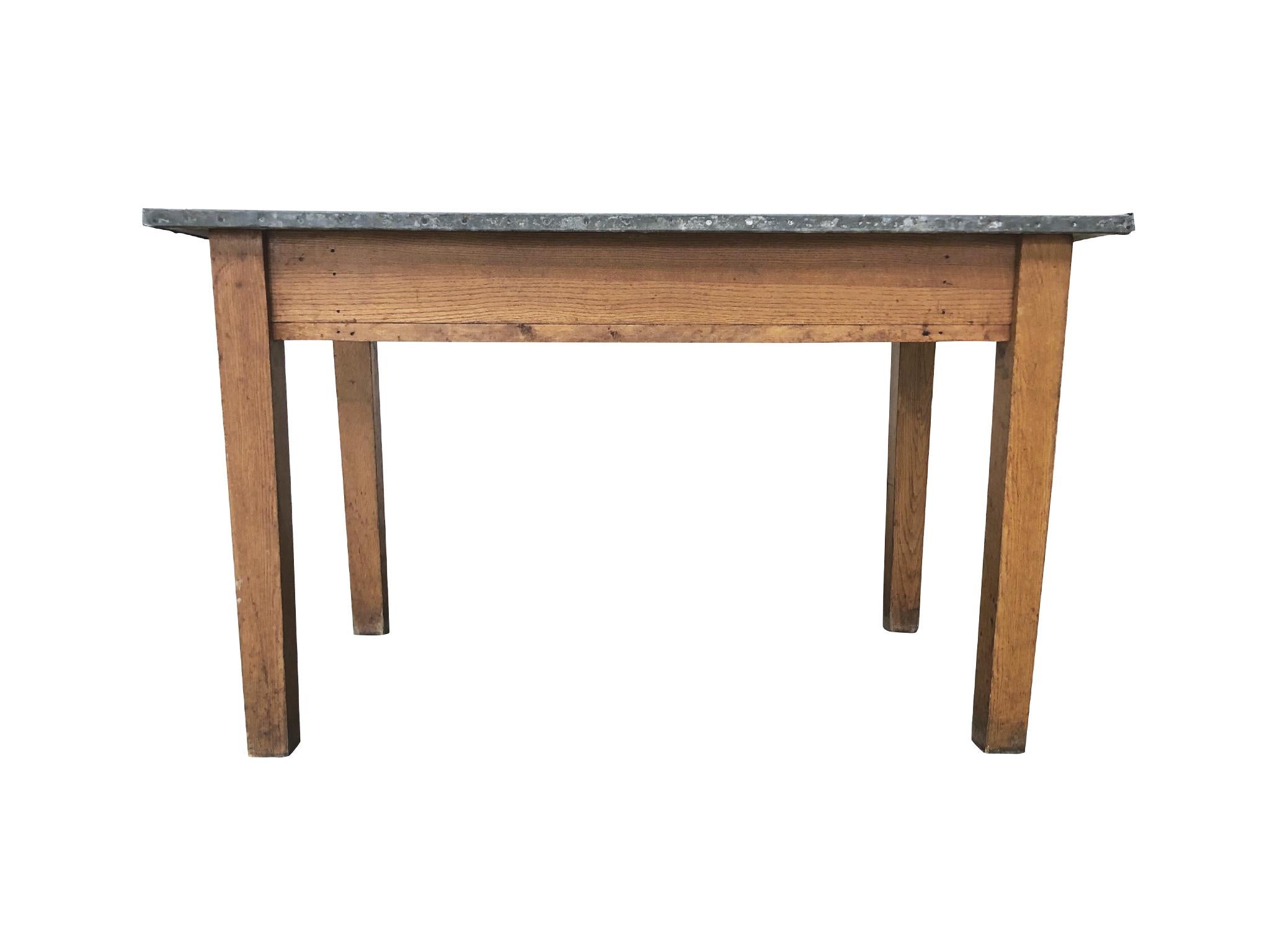 20th Century Industrial Table with Zinc Top 2