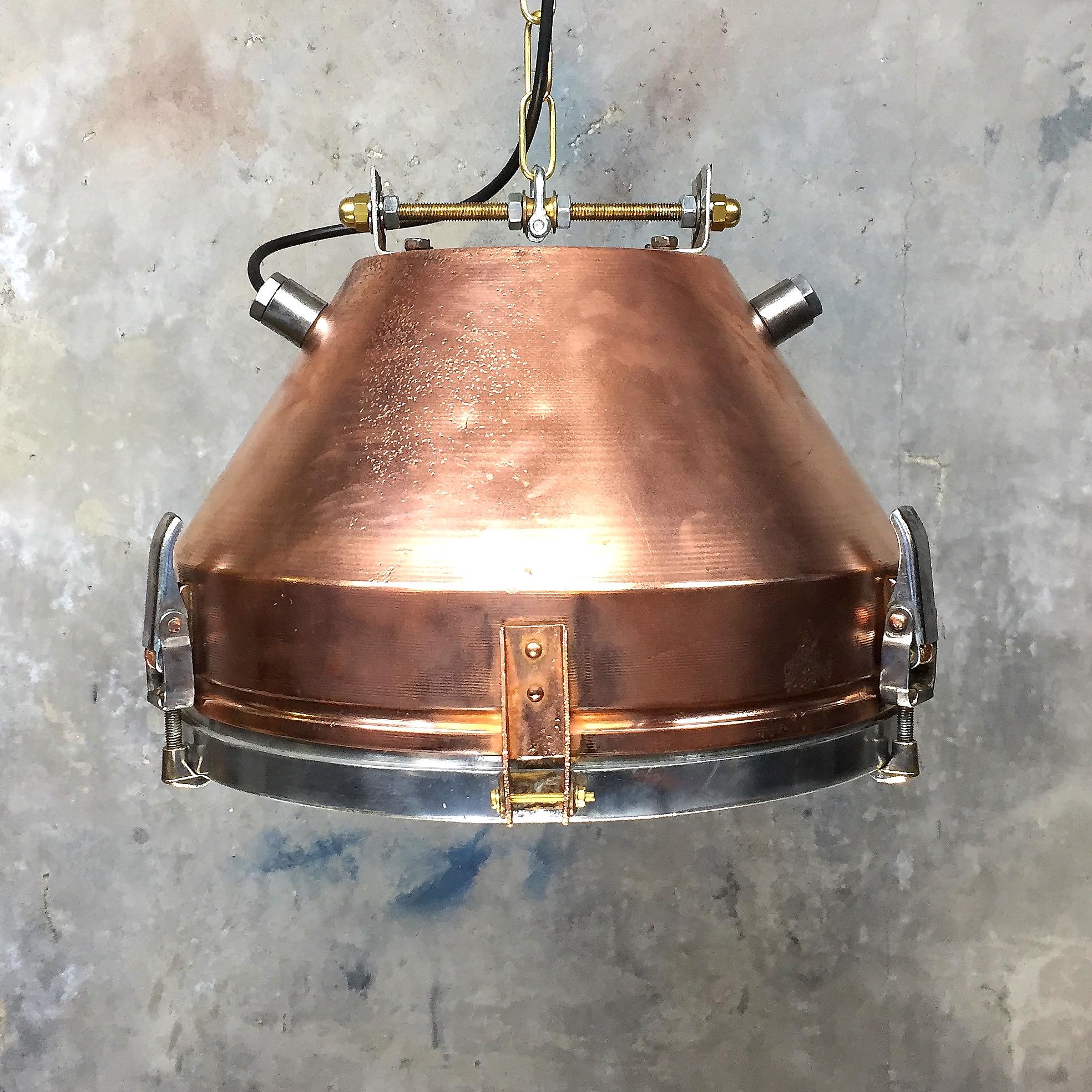 20th Century Industrial Veb Copper & Aluminium Pendant & Bronze Fittings For Sale 2