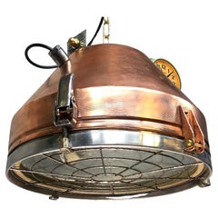 Used 20th Century Industrial Veb Copper & Aluminium Pendant & Bronze Fittings