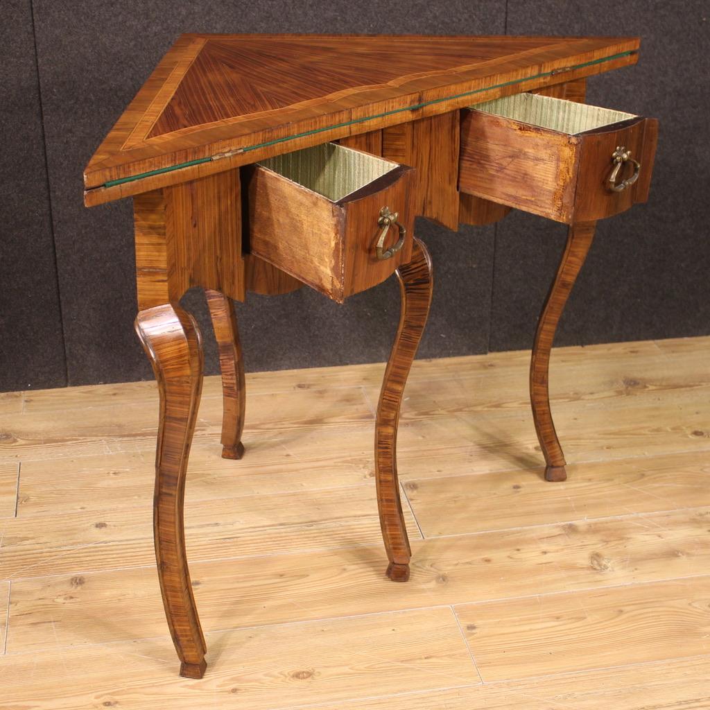 20th Century Inlaid and Carved Wood Italian Corner Cabinet Game Table, 1950 2