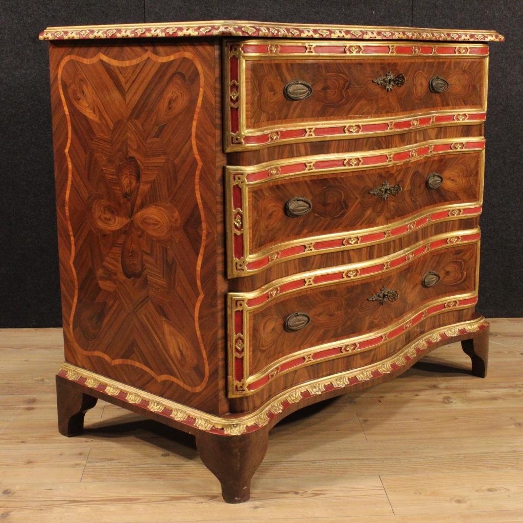  20th Century Inlaid and Painted Rosewood and Palisander Genoese Dresser, 1950s For Sale 4