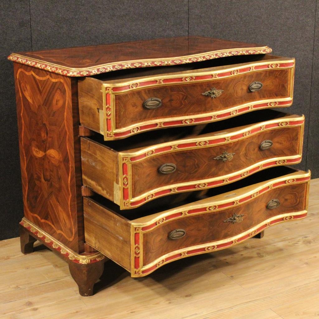  20th Century Inlaid and Painted Rosewood and Palisander Genoese Dresser, 1950s For Sale 8