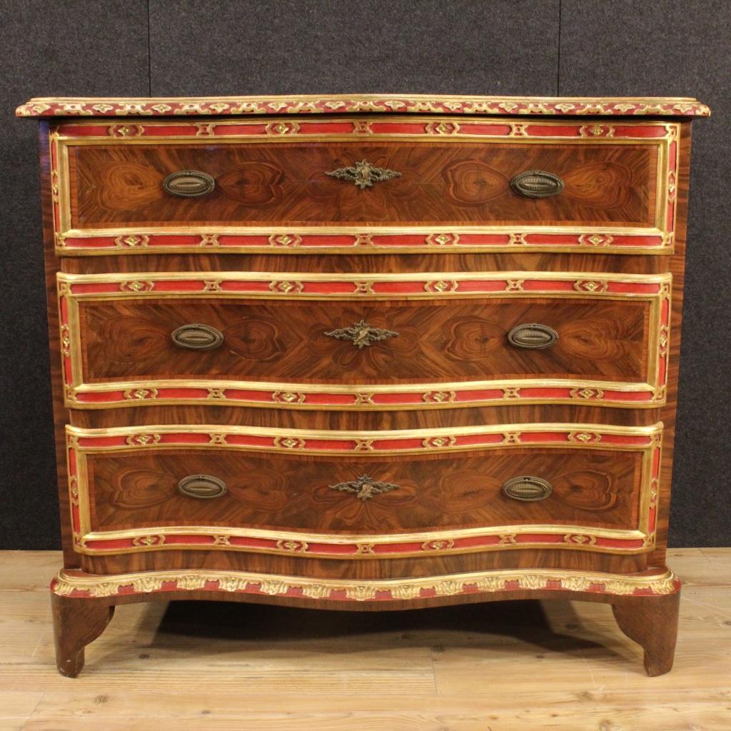 Italian  20th Century Inlaid and Painted Rosewood and Palisander Genoese Dresser, 1950s For Sale