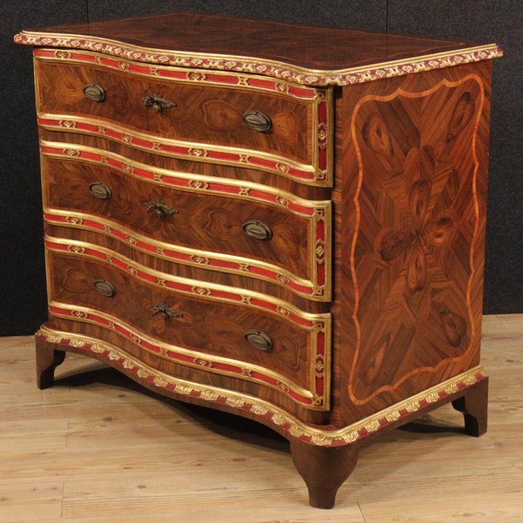  20th Century Inlaid and Painted Rosewood and Palisander Genoese Dresser, 1950s For Sale 2