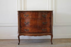 20th Century Inlaid Commode Desk with Marble Top