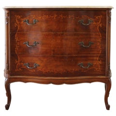 20th Century Inlaid Commode Desk with Marble Top