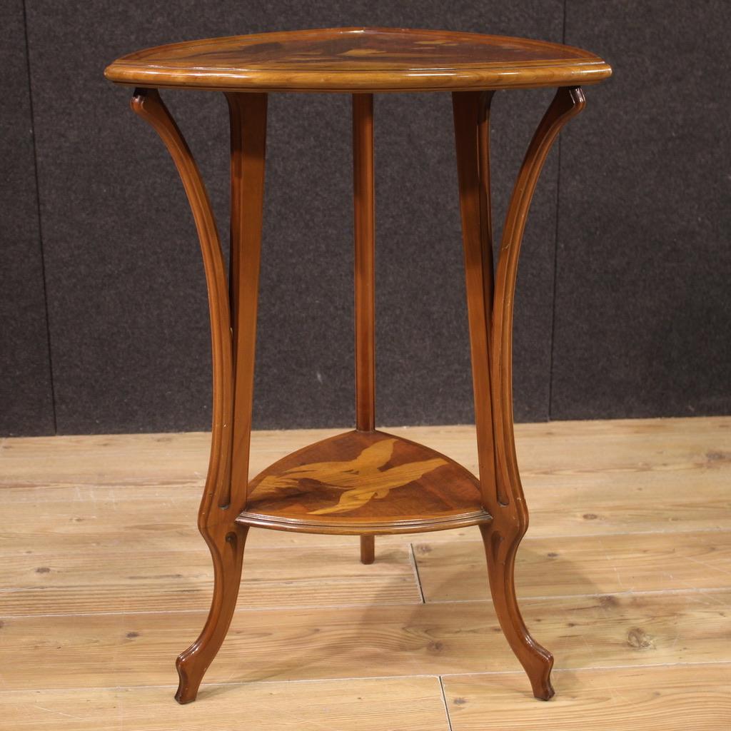 Late 20th Century 20th Century Inlaid in Wood French Art Nouveau Style Side Table, 1980s