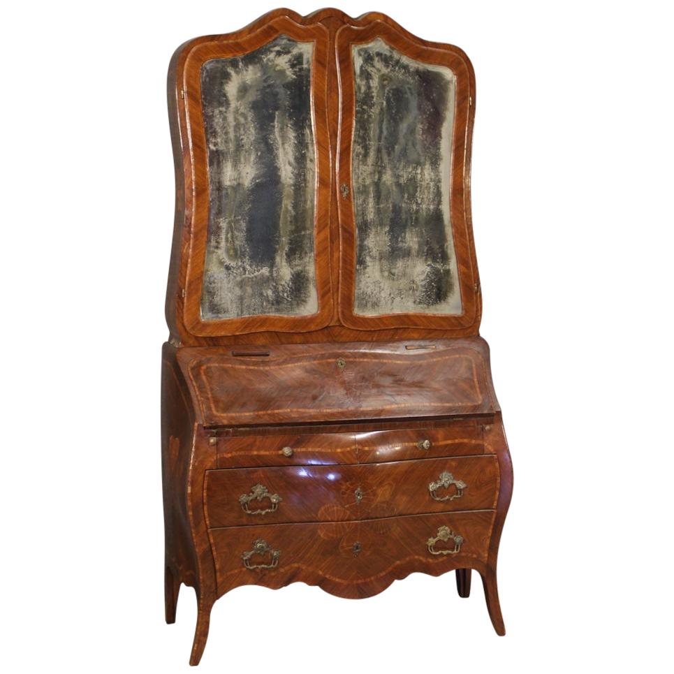 20th Century Inlaid Palisander and Rosewood Italian Trumeau, 1920