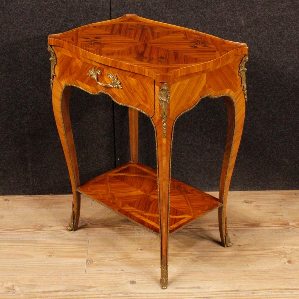 Gilt 20th Century Inlaid Rosewood French Side Table, 1960