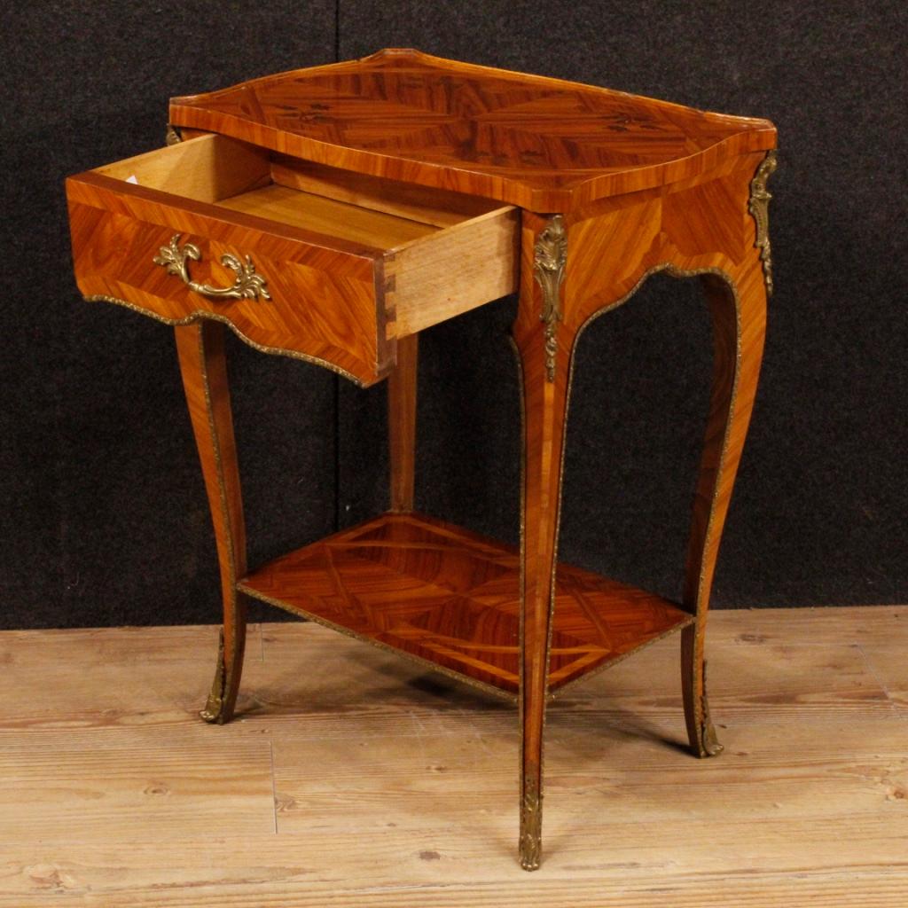20th Century Inlaid Rosewood French Side Table, 1960 In Good Condition In Vicoforte, Piedmont