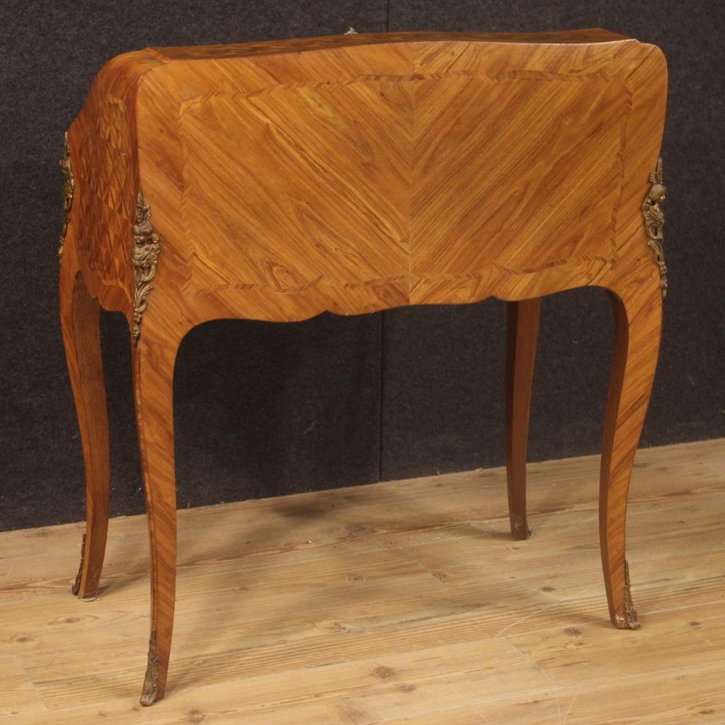 20th Century Inlaid Rosewood Walnut Mahogany Fruitwood French Bureau, 1950 4