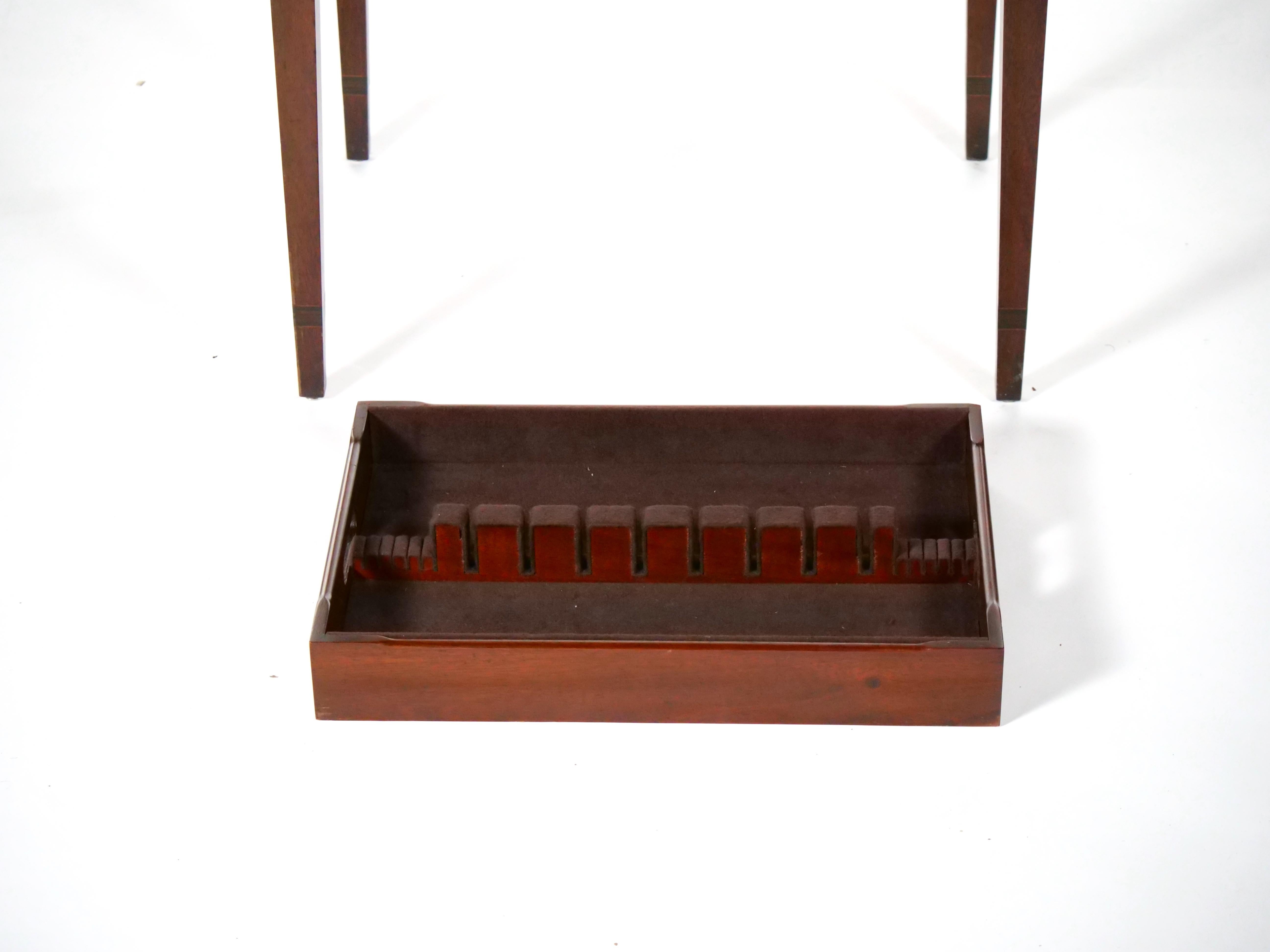 20th Century Inlaid Top Mahogany Wood Silver / Flatware Chest For Sale 5