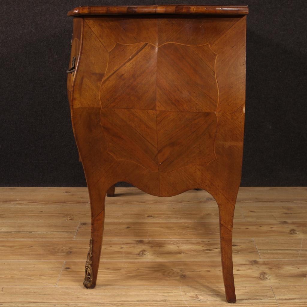 20th Century Inlaid Walnut and Boxwood Italian Louis XV Style Dresser, 1960s For Sale 5