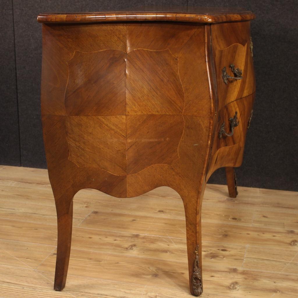 20th Century Inlaid Walnut and Boxwood Italian Louis XV Style Dresser, 1960s For Sale 2
