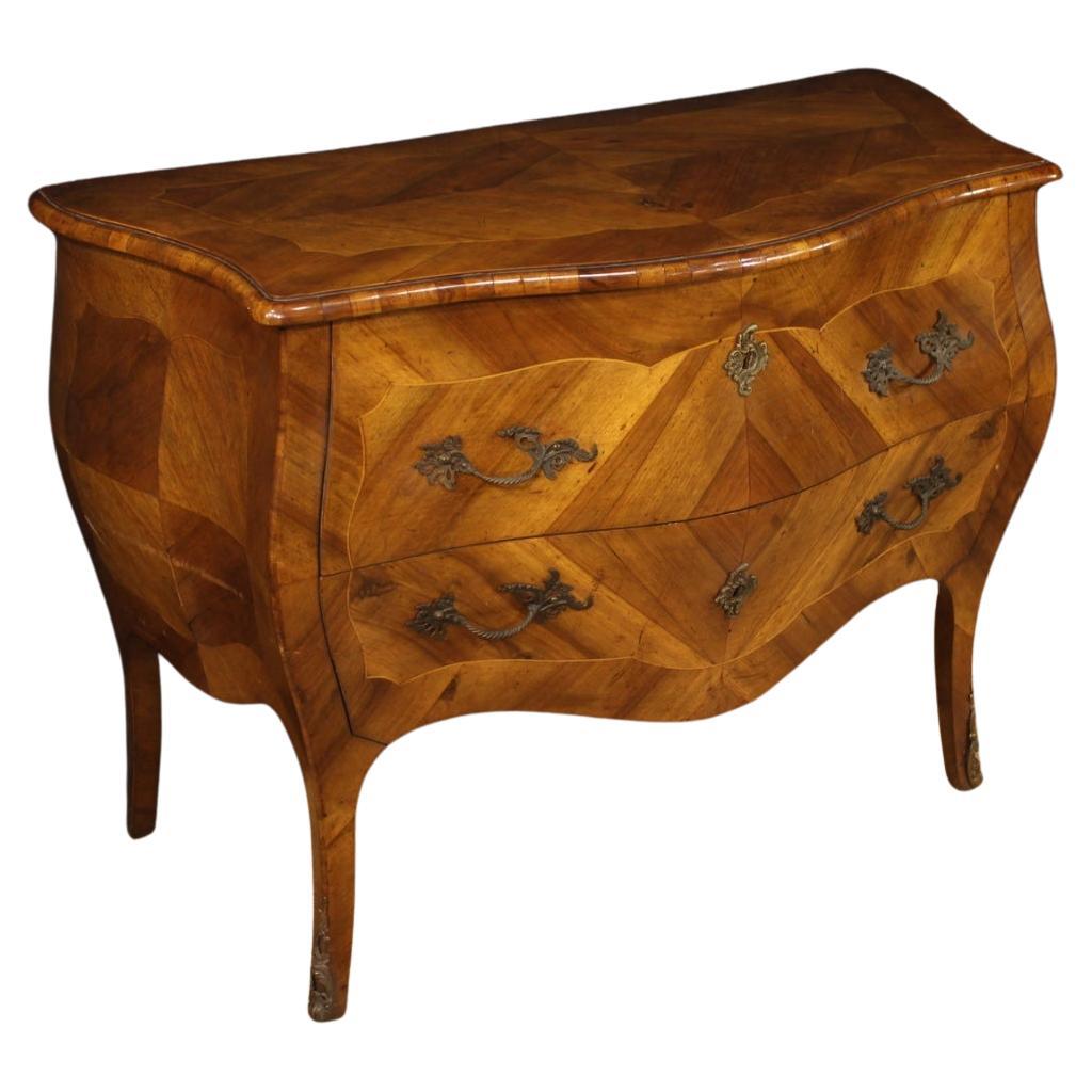 20th Century Inlaid Walnut and Boxwood Italian Louis XV Style Dresser, 1960s For Sale