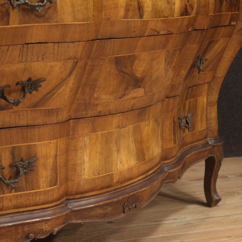 20th Century Inlaid Walnut Burl Beech Maple Wood Italian Dresser, 1960 In Good Condition In Vicoforte, Piedmont