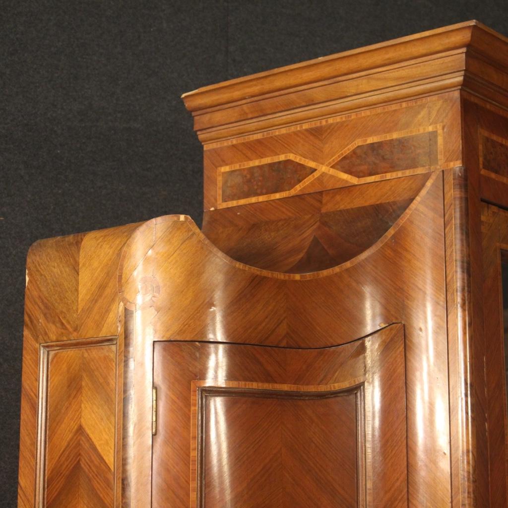 20th Century Inlaid Walnut Burl Rosewood Wood Italian Louis XV Style Wardrobe 4
