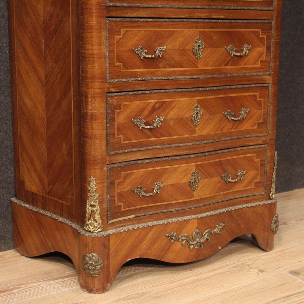 20th Century Inlaid Walnut Mahogany Maple Fruitwood French Secrétaire Desk, 1950 In Good Condition In Vicoforte, Piedmont