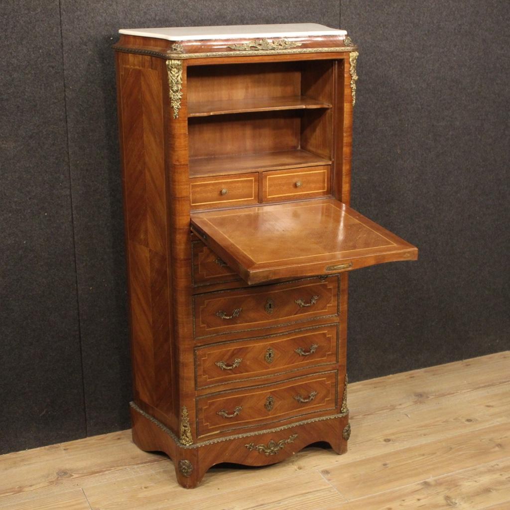 20th Century Inlaid Walnut Mahogany Maple Fruitwood French Secrétaire Desk, 1950 3