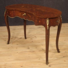 20th Century Inlaid Walnut Mahogany Maple Fruitwood French Writing Desk, 1960