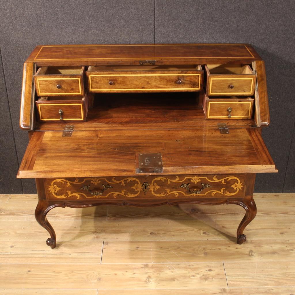 20th Century Inlaid Walnut, Maple and Fruitwood Italian Bureau Desk, 1920s For Sale 2
