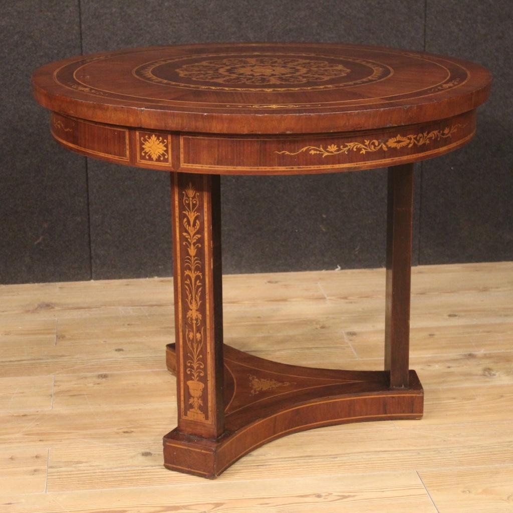 20th Century Inlaid Walnut Rosewood Maple Mahogany Wood Italian Side Table, 1960 5