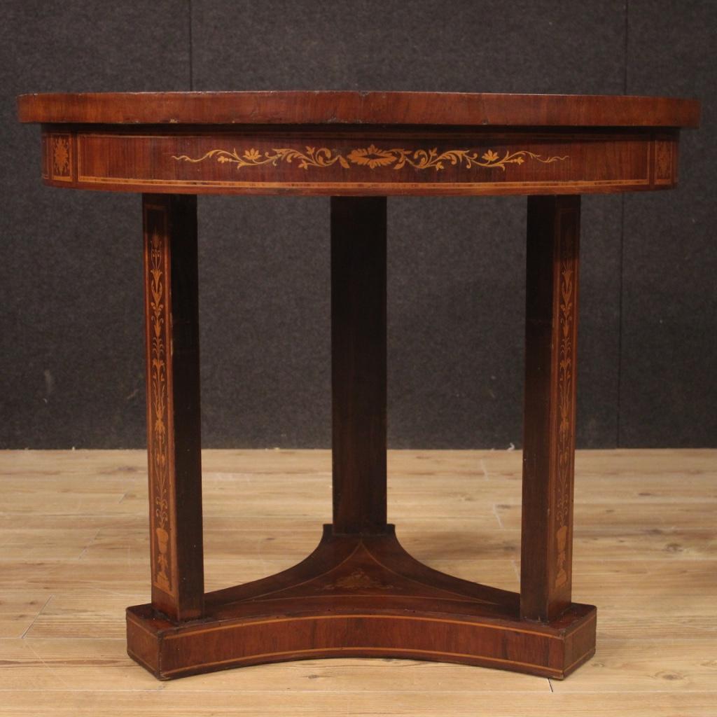 20th Century Inlaid Walnut Rosewood Maple Mahogany Wood Italian Side Table, 1960 In Good Condition In Vicoforte, Piedmont