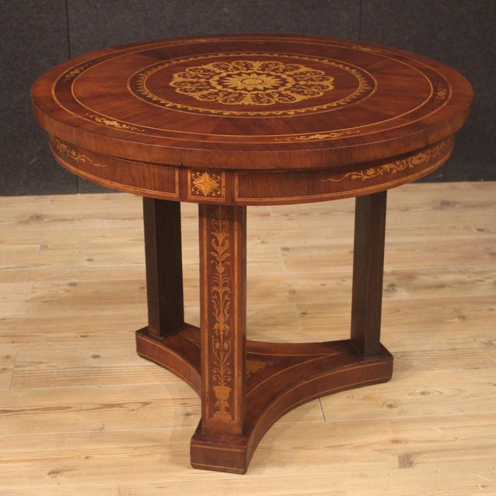 20th Century Inlaid Walnut Rosewood Maple Mahogany Wood Italian Side Table, 1960 (Obstholz)