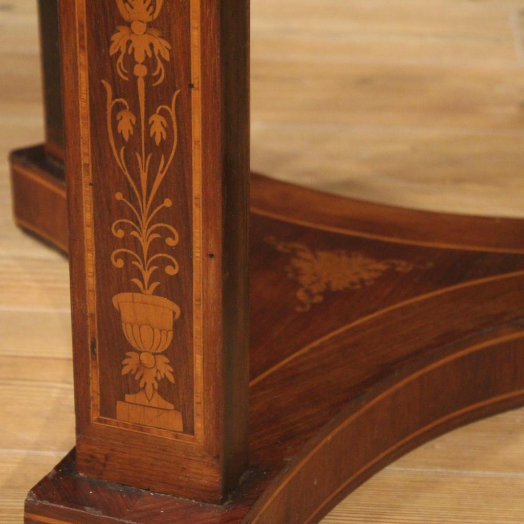 20th Century Inlaid Walnut Rosewood Maple Mahogany Wood Italian Side Table, 1960 4