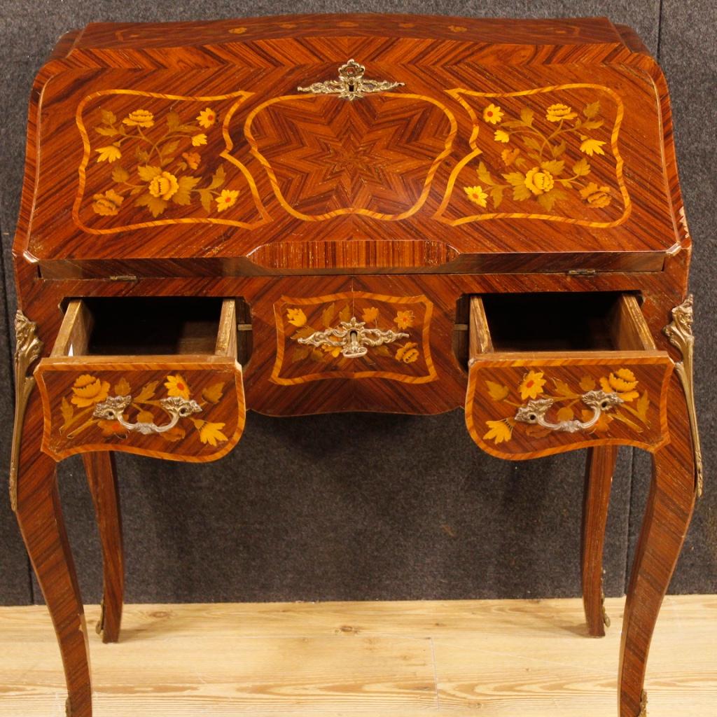 20th Century Inlaid Wood and Gilt Bronze French Bureau, 1960 6