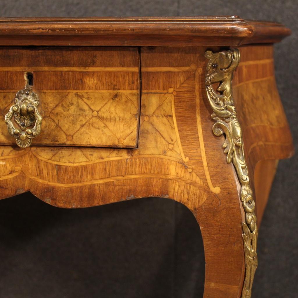 20th Century Inlaid Wood and Gilt Bronze French Writing Desk, 1950 1