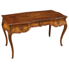 20th Century Inlaid Wood and Gilt Bronze French Writing Desk, 1950